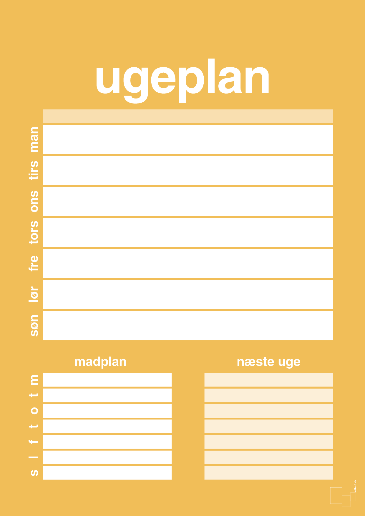 plakat: ugeplan til 1 person - honeycomb-Planer-A1two3