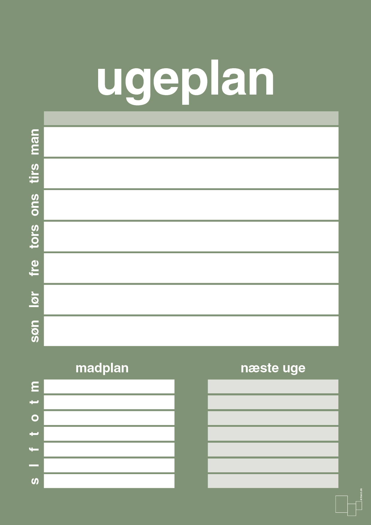 plakat: ugeplan til 1 person - jade-Planer-A1two3