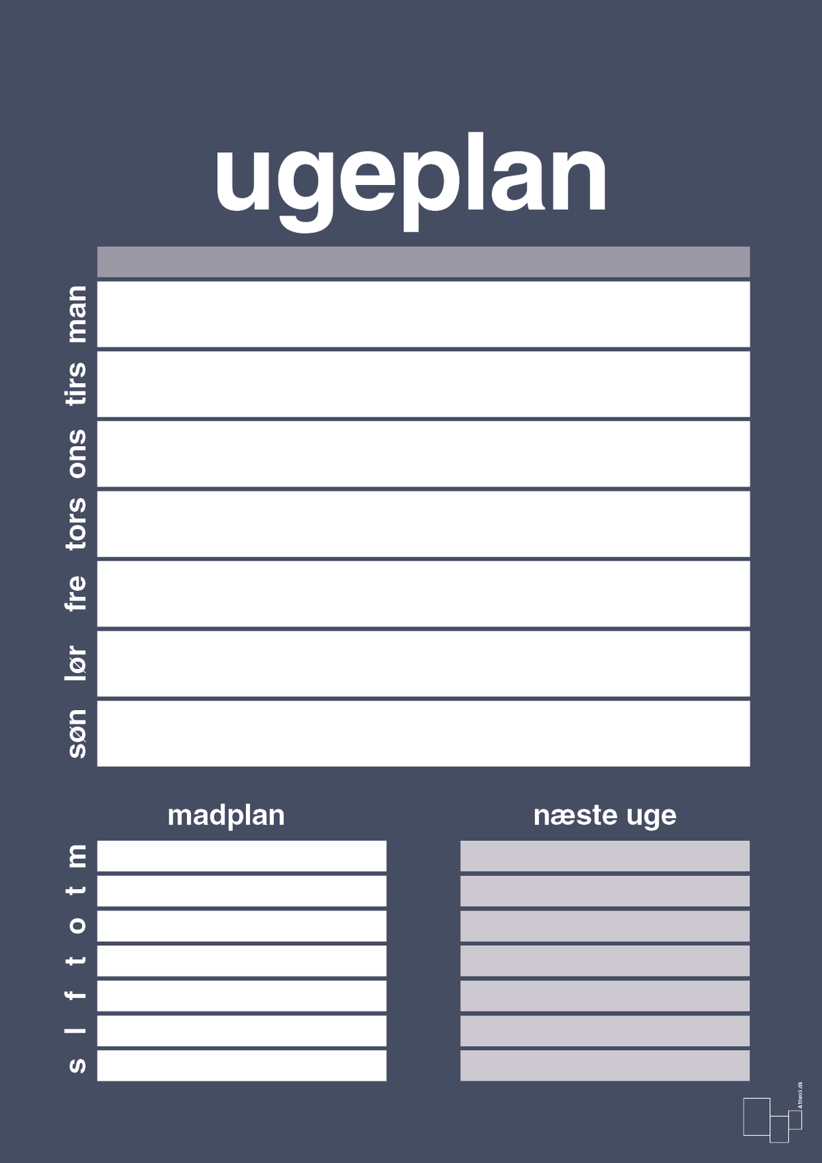 Ugeplan til 1 person - petrol-Planer-A1two3