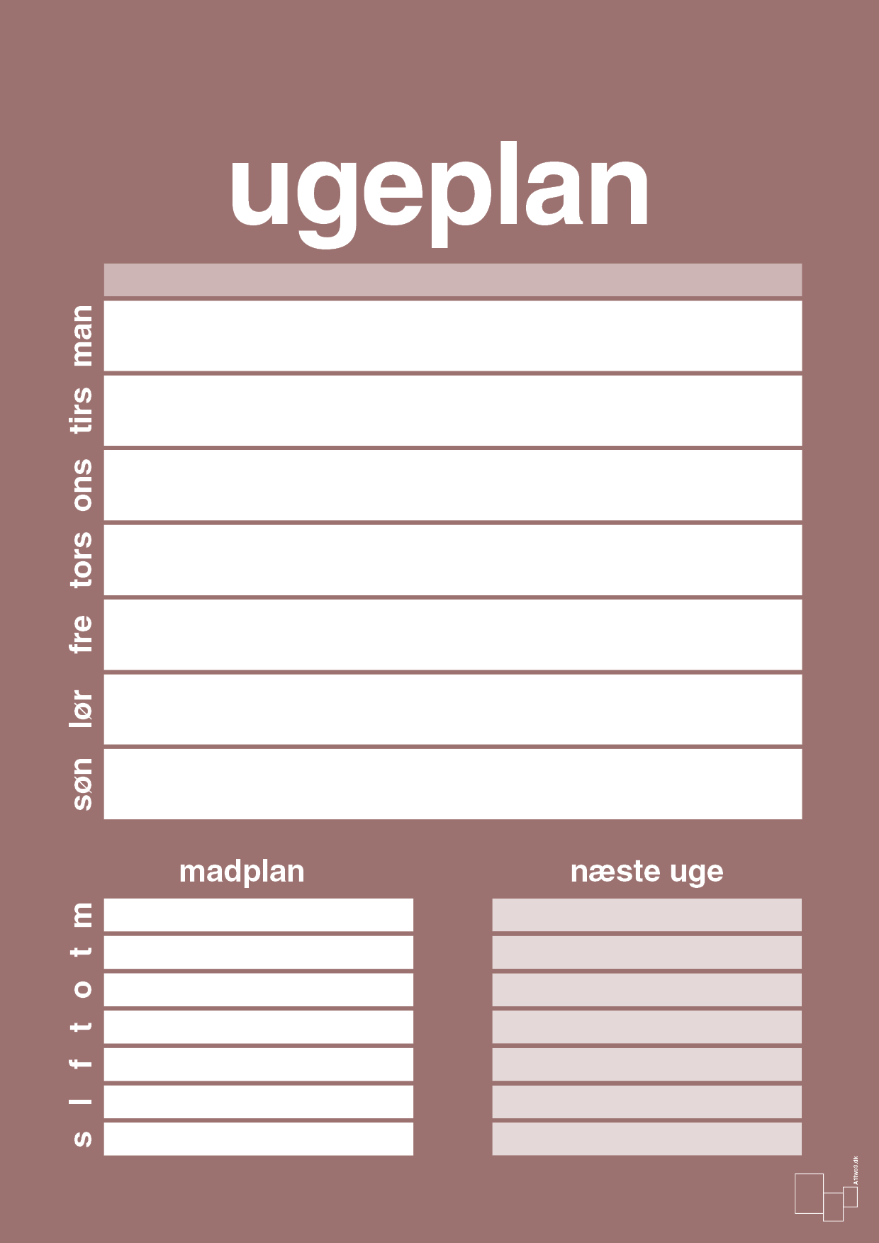 plakat: ugeplan til 1 person - plum-Planer-A1two3