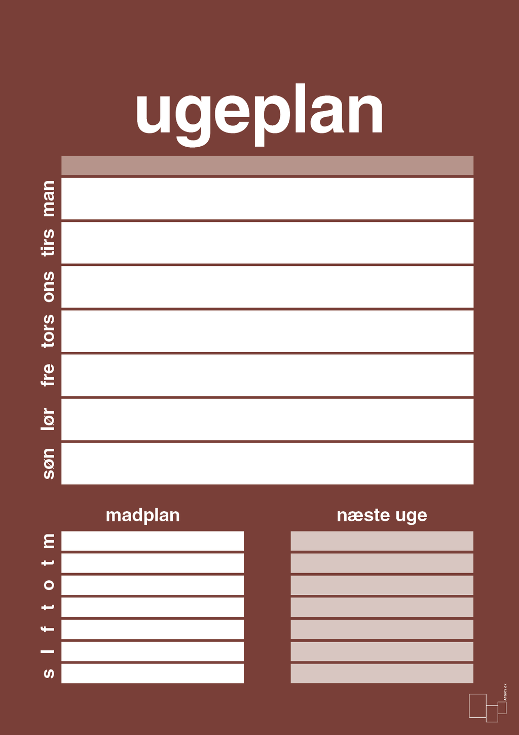 plakat: ugeplan til 1 person - red pepper-Planer-A1two3