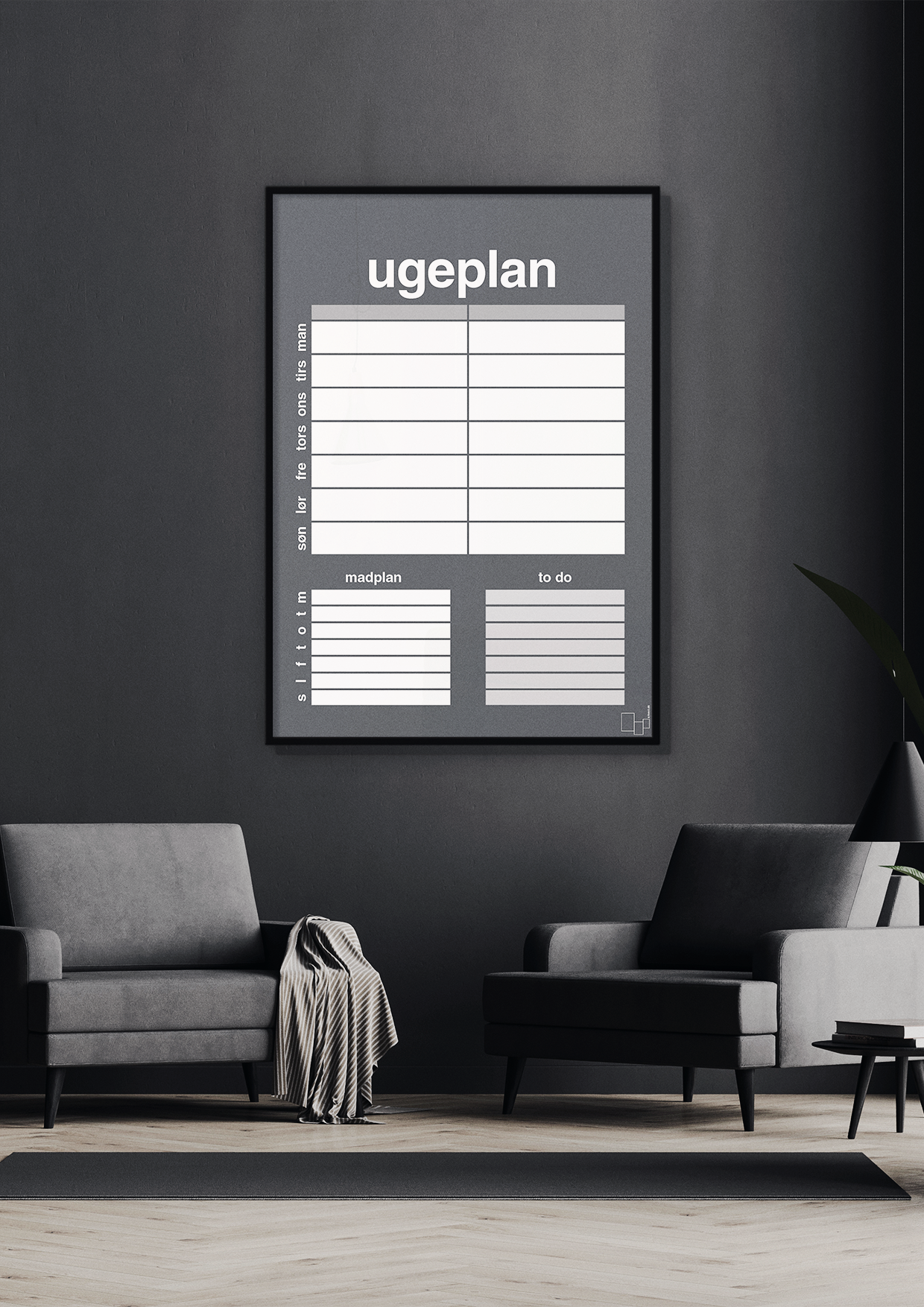 plakat: ugeplan med to-do liste til 2 personer - broken beige-Planer-A1two3
