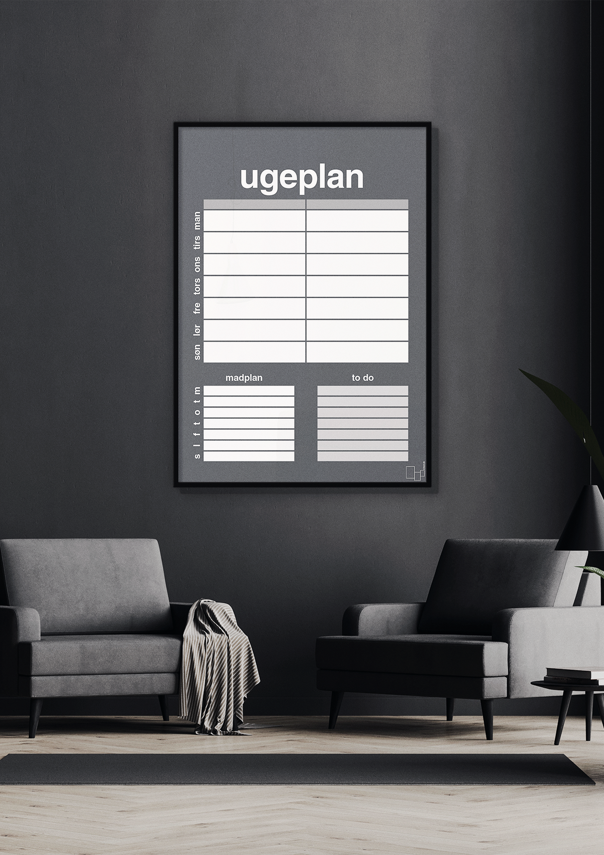 plakat: ugeplan med to-do liste til 2 personer - painters white-Planer-A1two3