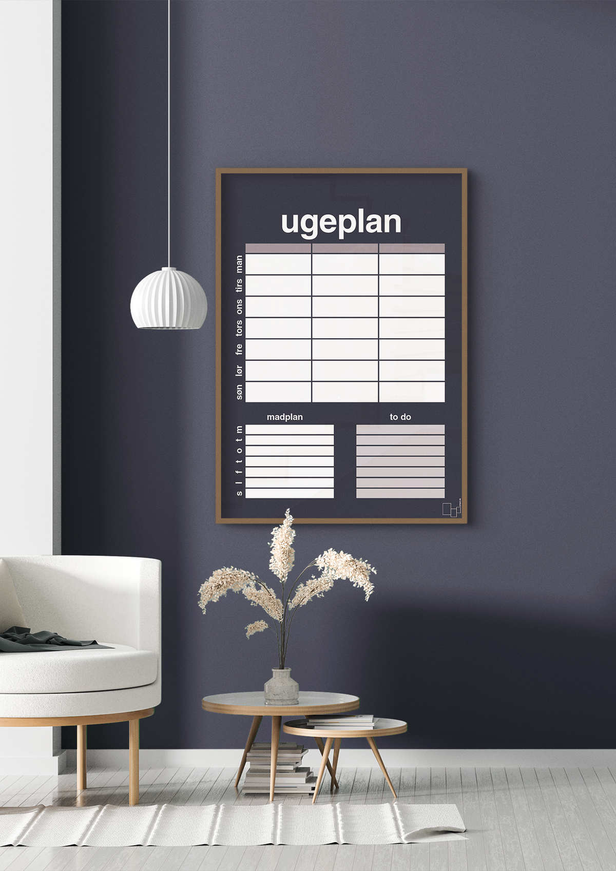 plakat: ugeplan med to-do liste til 3 personer - broken beige-Planer-A1two3