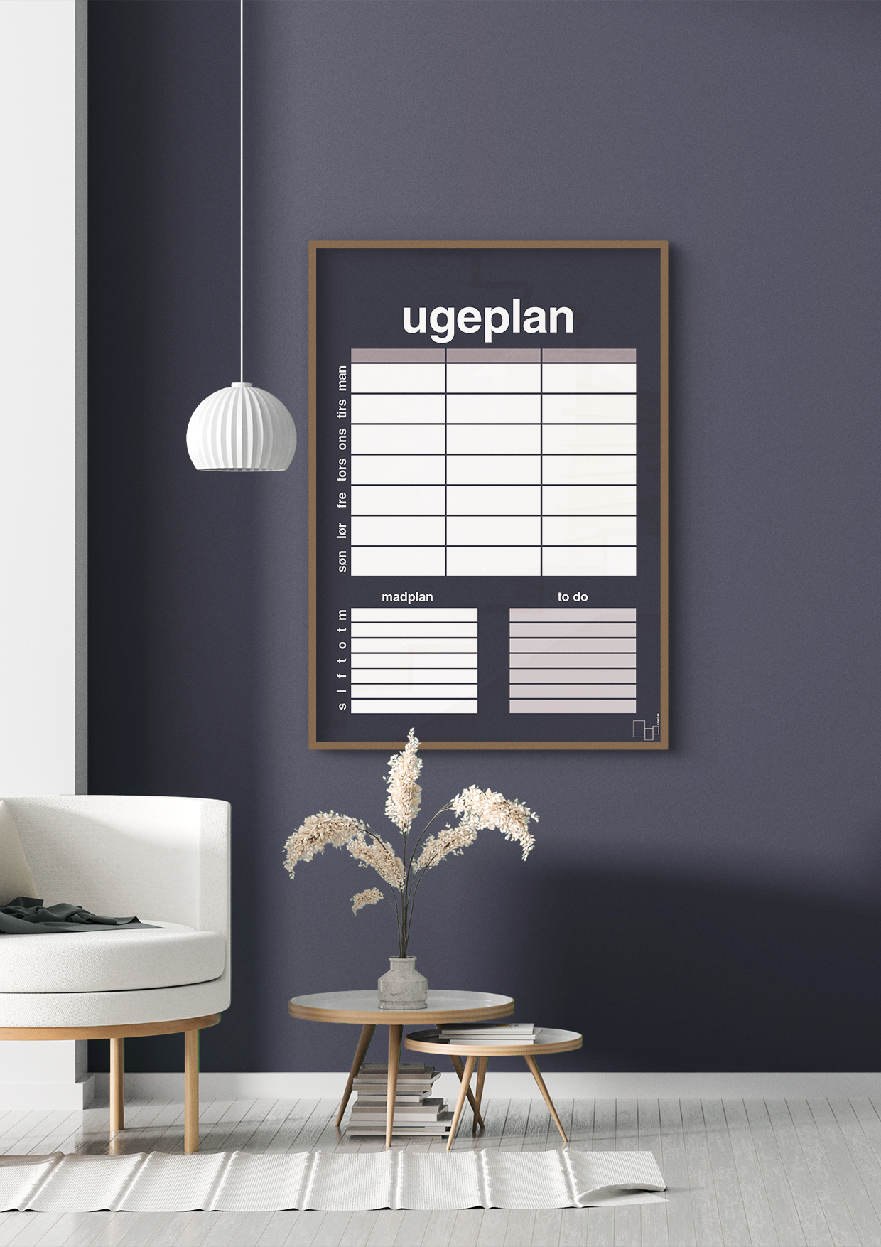 plakat: ugeplan med to-do liste til 3 personer - cider spice-Planer-A1two3