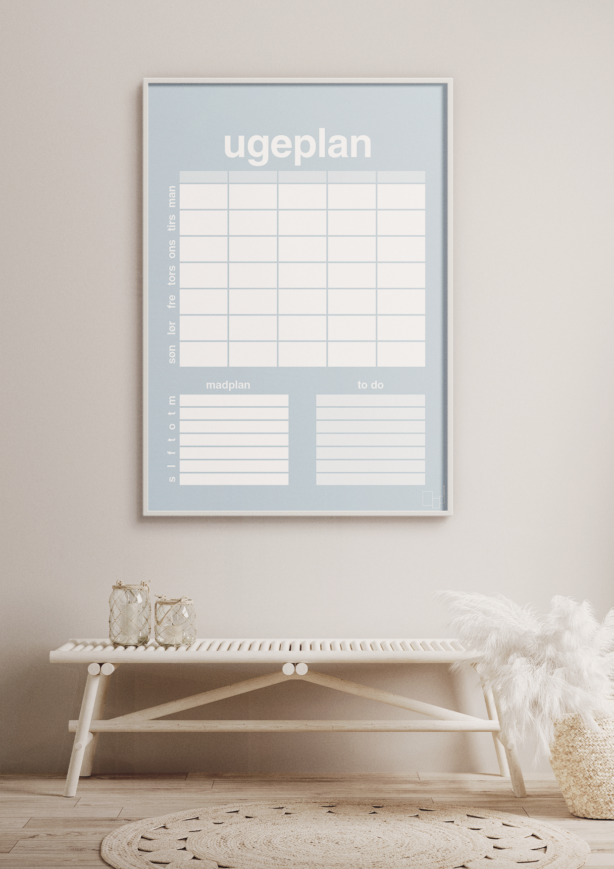 plakat: ugeplan med to-do liste til 5 personer - dark brown-Planer-A1two3