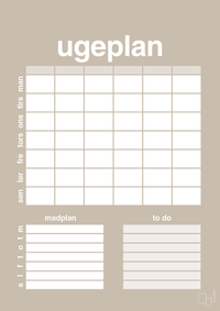 plakat: ugeplan med to-do liste til 6 personer - creamy mushroom
