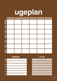 plakat: ugeplan med to-do liste til 6 personer - dark brown