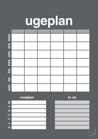 plakat: ugeplan med to-do liste til 6 personer - graphic charcoal