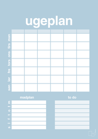 plakat: ugeplan med to-do liste til 6 personer - heavenly blue