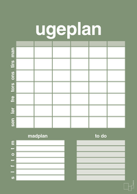 plakat: ugeplan med to-do liste til 6 personer - jade