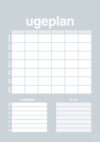 plakat: ugeplan med to-do liste til 6 personer - light drizzle