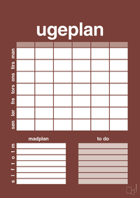 plakat: ugeplan med to-do liste til 6 personer - red pepper