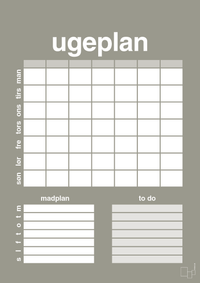 plakat: ugeplan med to-do liste til 7 personer - battleship gray