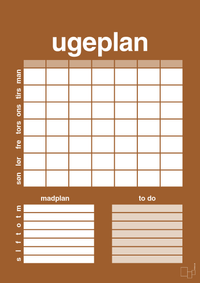 plakat: ugeplan med to-do liste til 7 personer - cognac