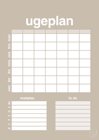 plakat: ugeplan med to-do liste til 7 personer - creamy mushroom