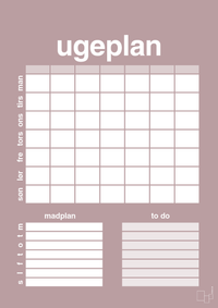 plakat: ugeplan med to-do liste til 7 personer - light rose