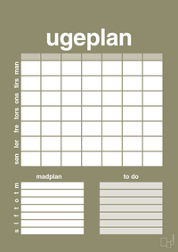 plakat: ugeplan med to-do liste til 7 personer - misty forrest
