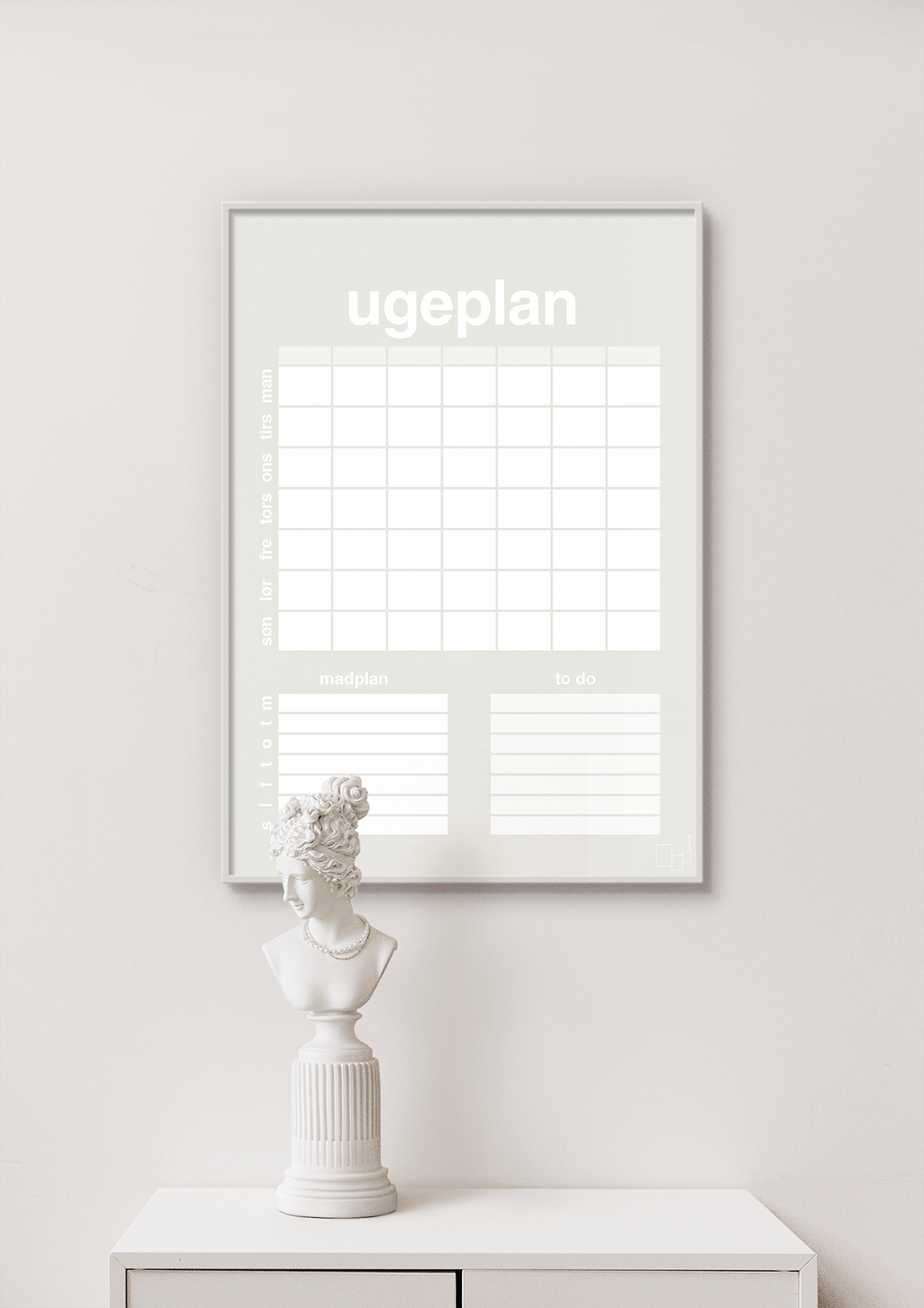 plakat: ugeplan med to-do liste til 7 personer - painters white-Planer-A1two3