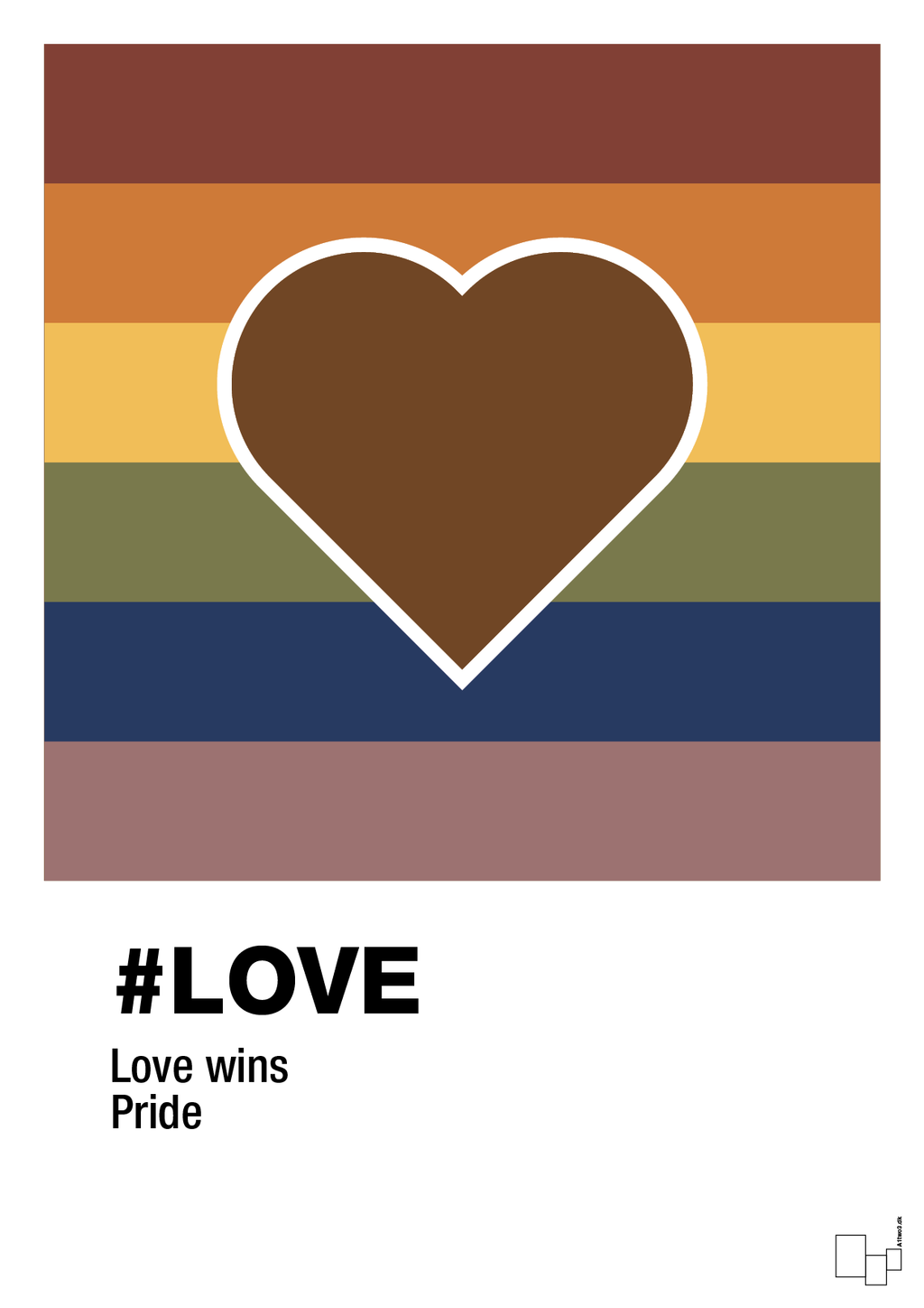 plakat: love - dark brown-LGBTQ-A1two3