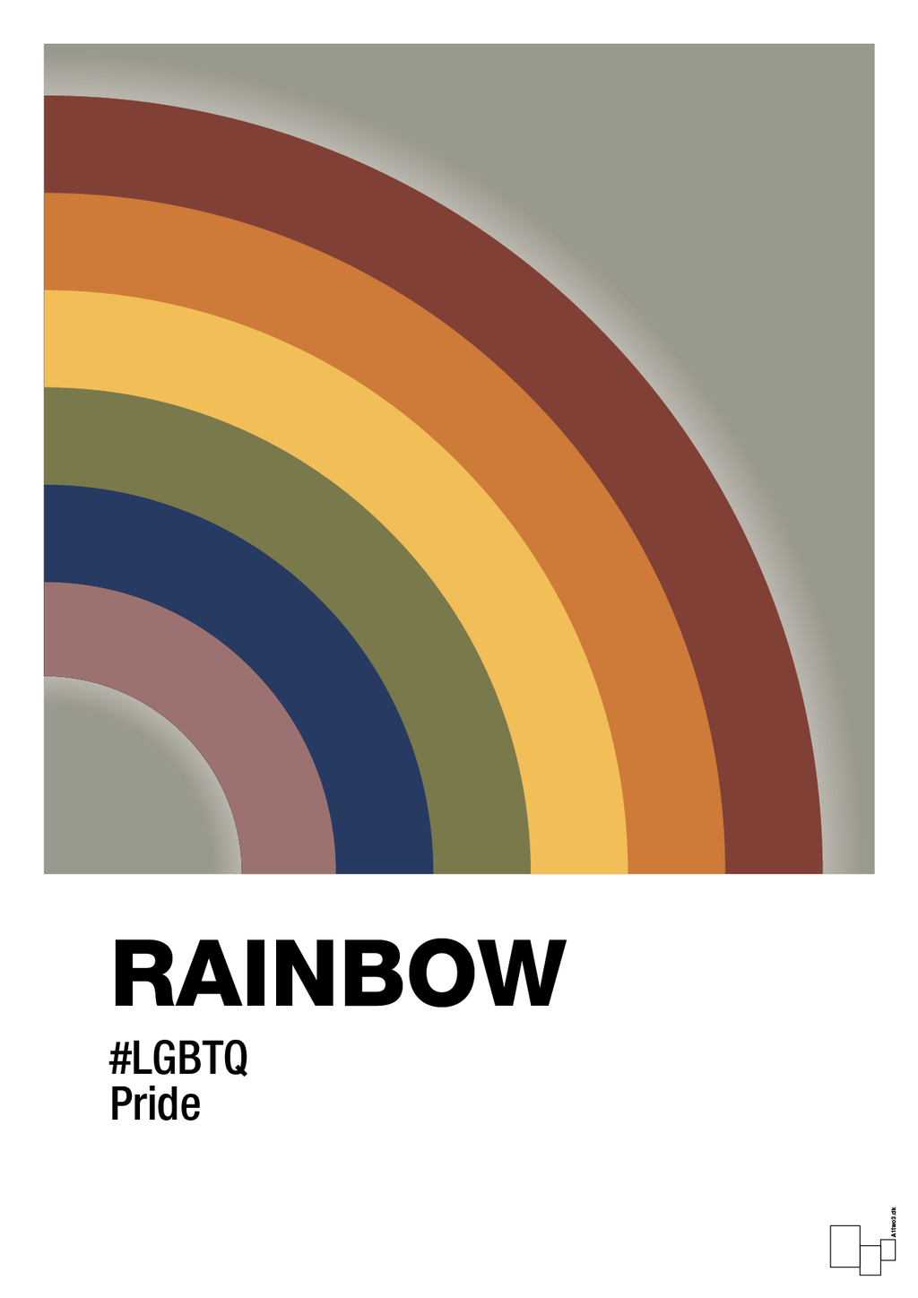 plakat: rainbow - battleship gray-LGBTQ-A1two3