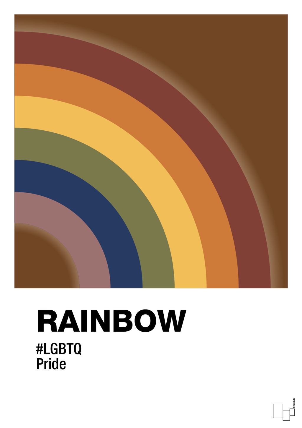 plakat: rainbow - dark brown-LGBTQ-A1two3