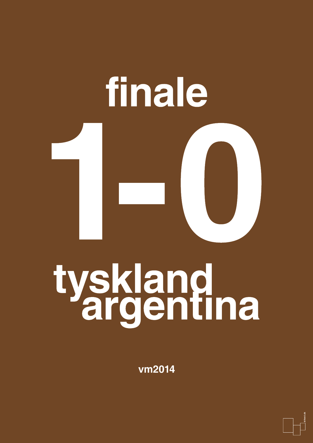 plakat: resultat for fodbold vm finalen i 2014 - dark brown-Fodbold-A1two3