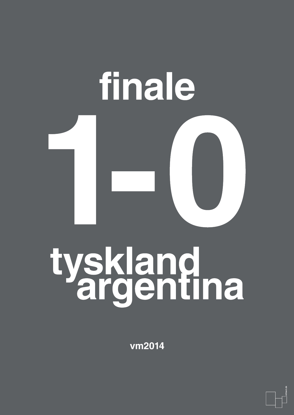 plakat: resultat for fodbold vm finalen i 2014 - graphic charcoal-Fodbold-A1two3