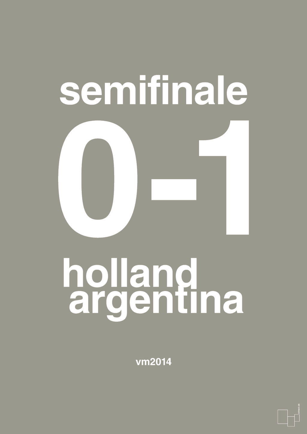plakat: resultat for fodbold vm semifinale A i 2014 - battleship gray-Fodbold-A1two3
