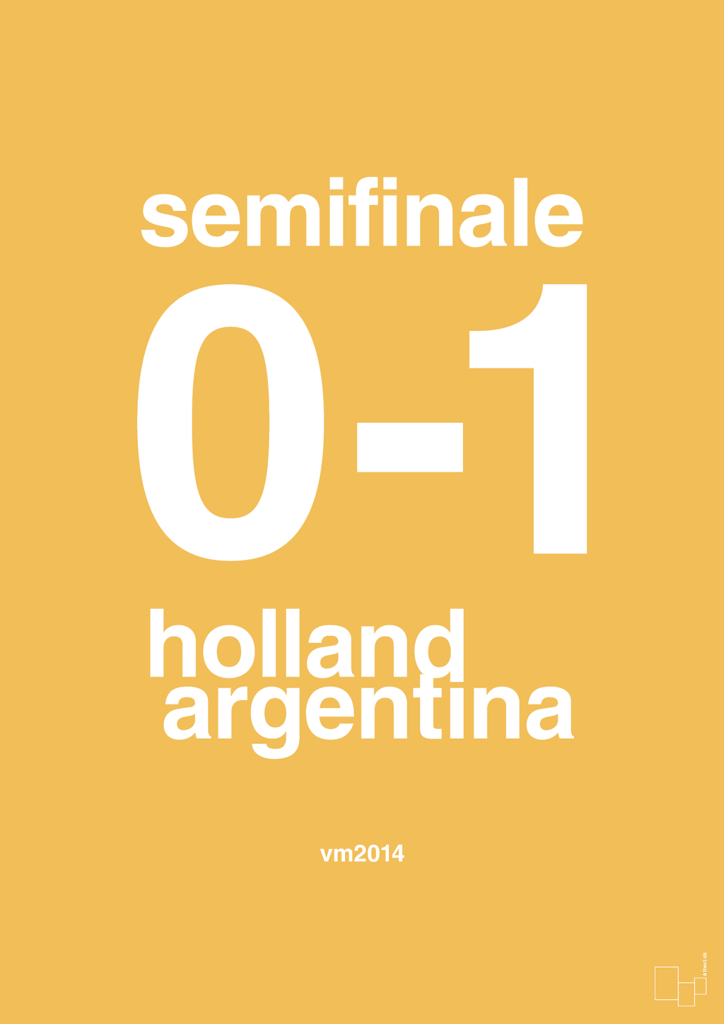 plakat: resultat for fodbold vm semifinale A i 2014 - honeycomb-Fodbold-A1two3