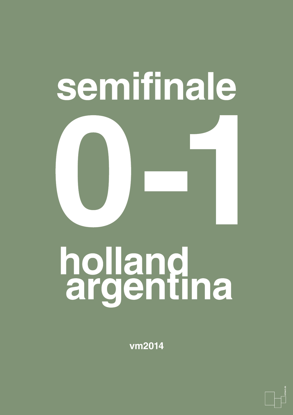 plakat: resultat for fodbold vm semifinale A i 2014 - jade-Fodbold-A1two3