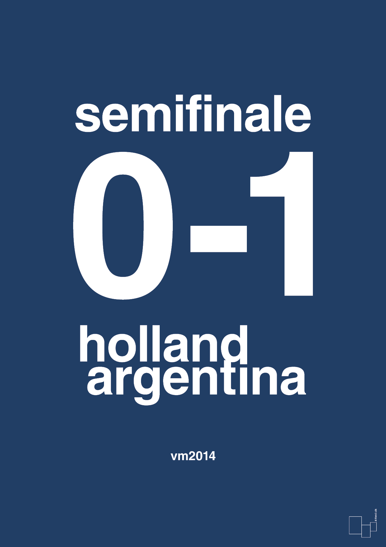 plakat: resultat for fodbold vm semifinale A i 2014 - lapis blue-Fodbold-A1two3