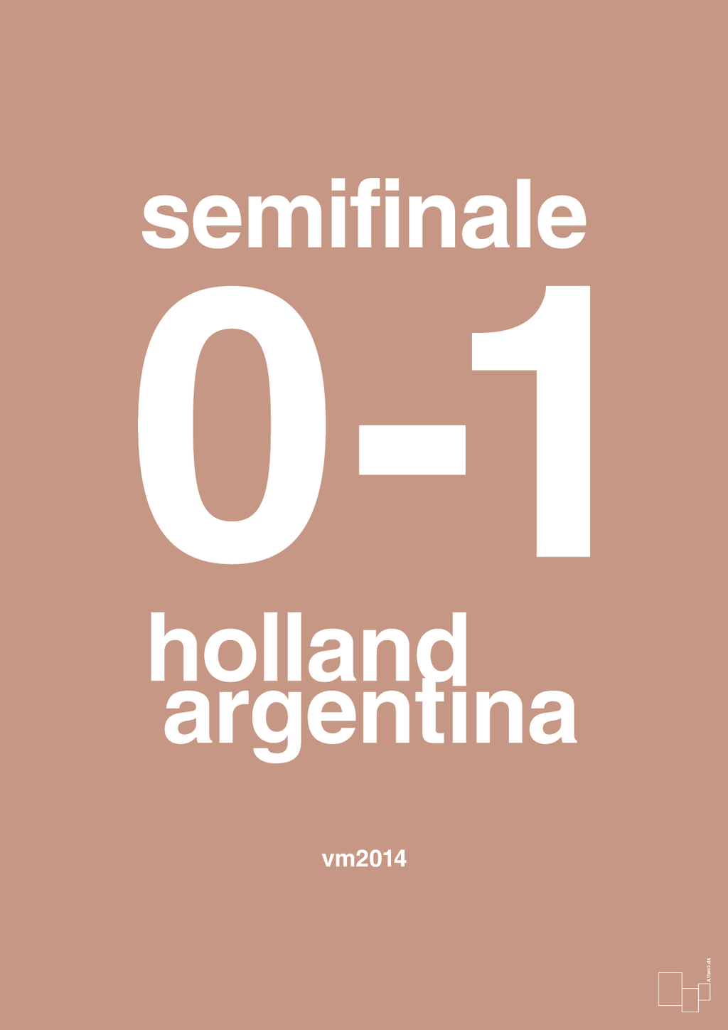 plakat: resultat for fodbold vm semifinale A i 2014 - powder-Fodbold-A1two3