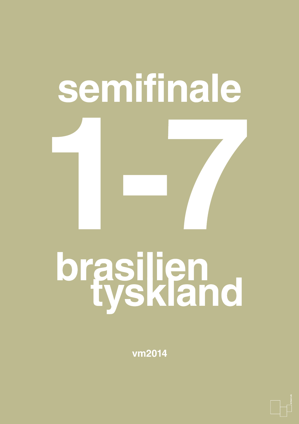 plakat: resultat for fodbold vm semifinale B i 2014 - back to nature-Fodbold-A1two3