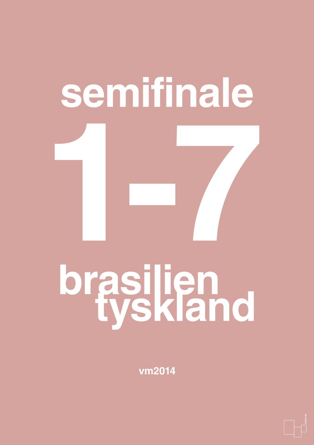 plakat: resultat for fodbold vm semifinale B i 2014 - bubble shell-Fodbold-A1two3
