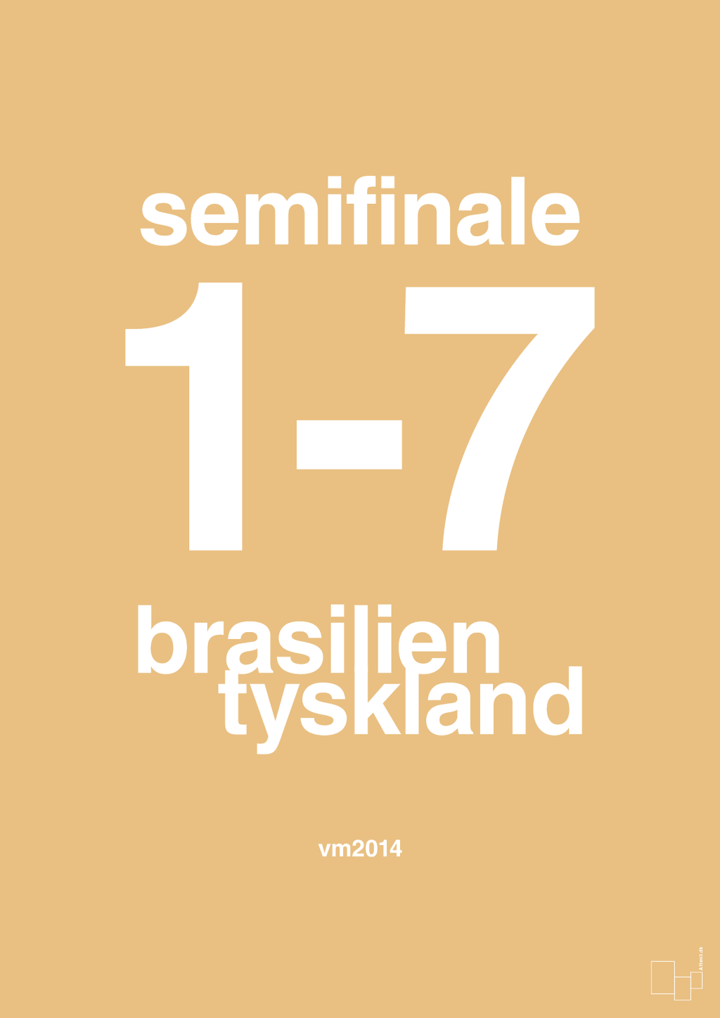 plakat: resultat for fodbold vm semifinale B i 2014 - charismatic-Fodbold-A1two3