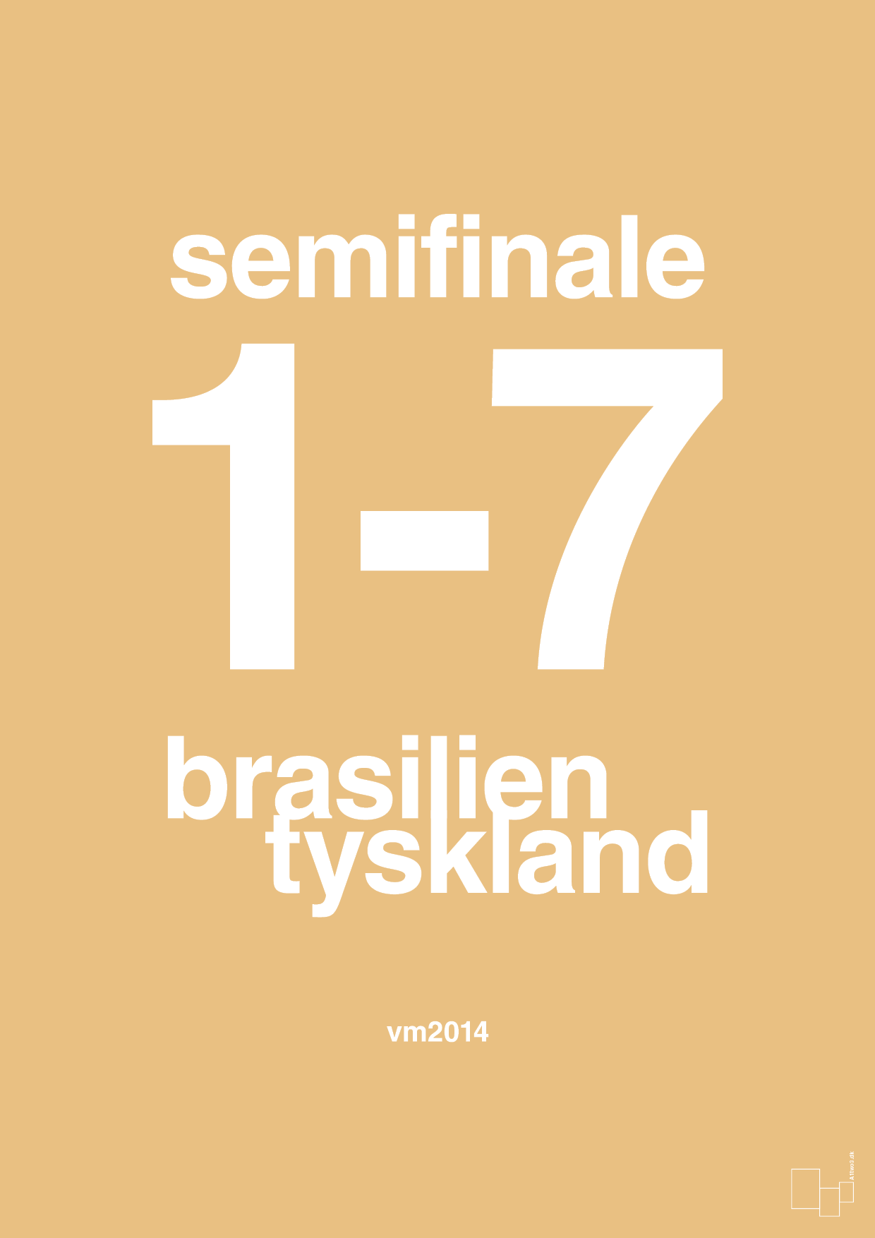 plakat: resultat for fodbold vm semifinale B i 2014 - charismatic-Fodbold-A1two3