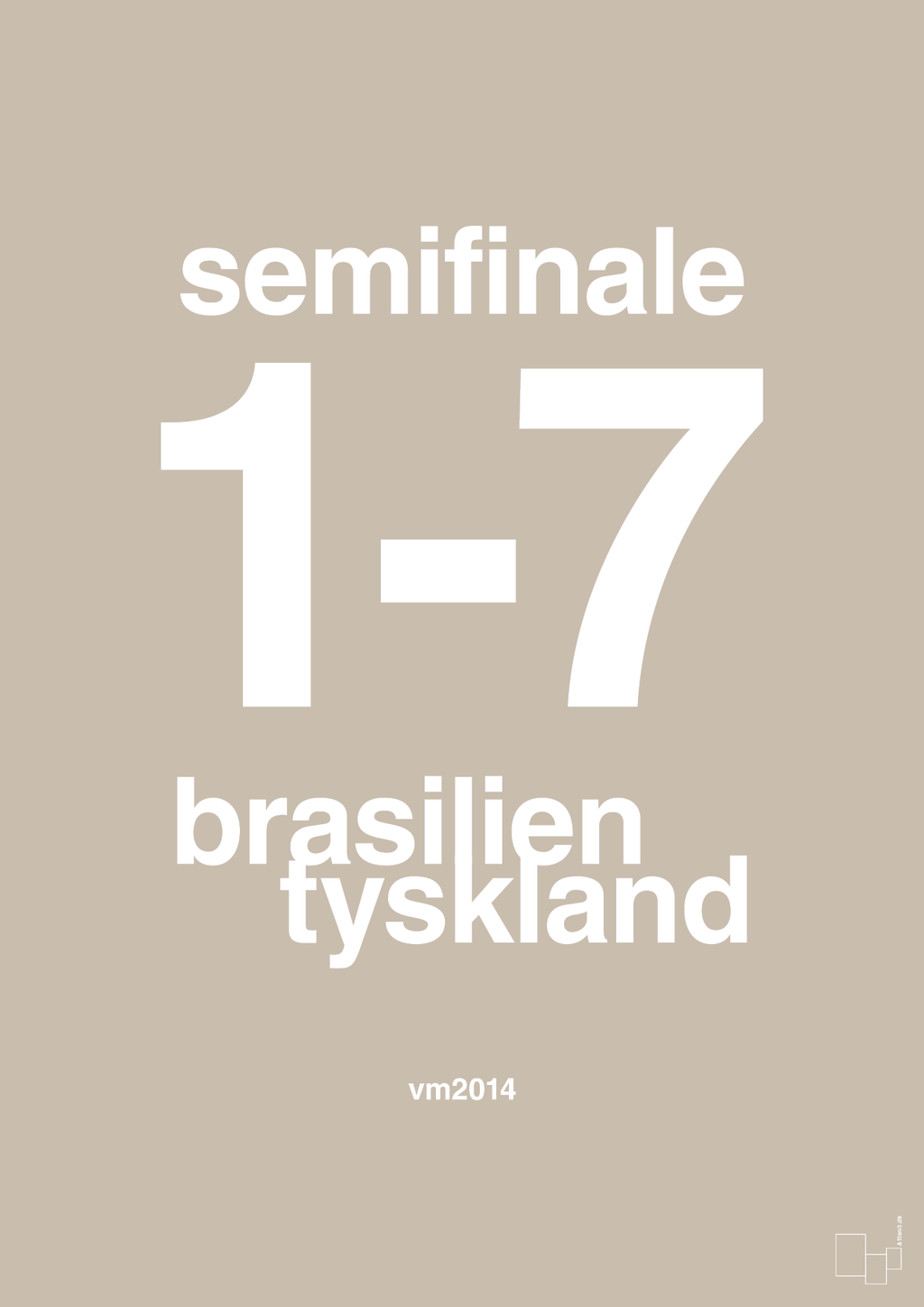 plakat: resultat for fodbold vm semifinale B i 2014 - creamy mushroom-Fodbold-A1two3