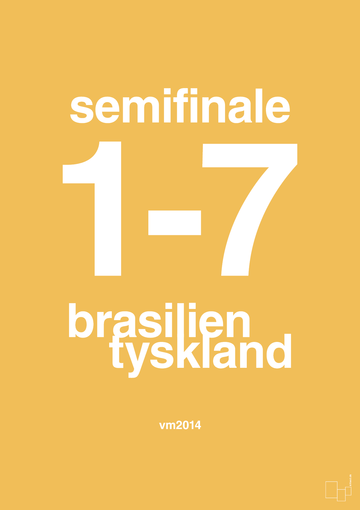 plakat: resultat for fodbold vm semifinale B i 2014 - honeycomb-Fodbold-A1two3