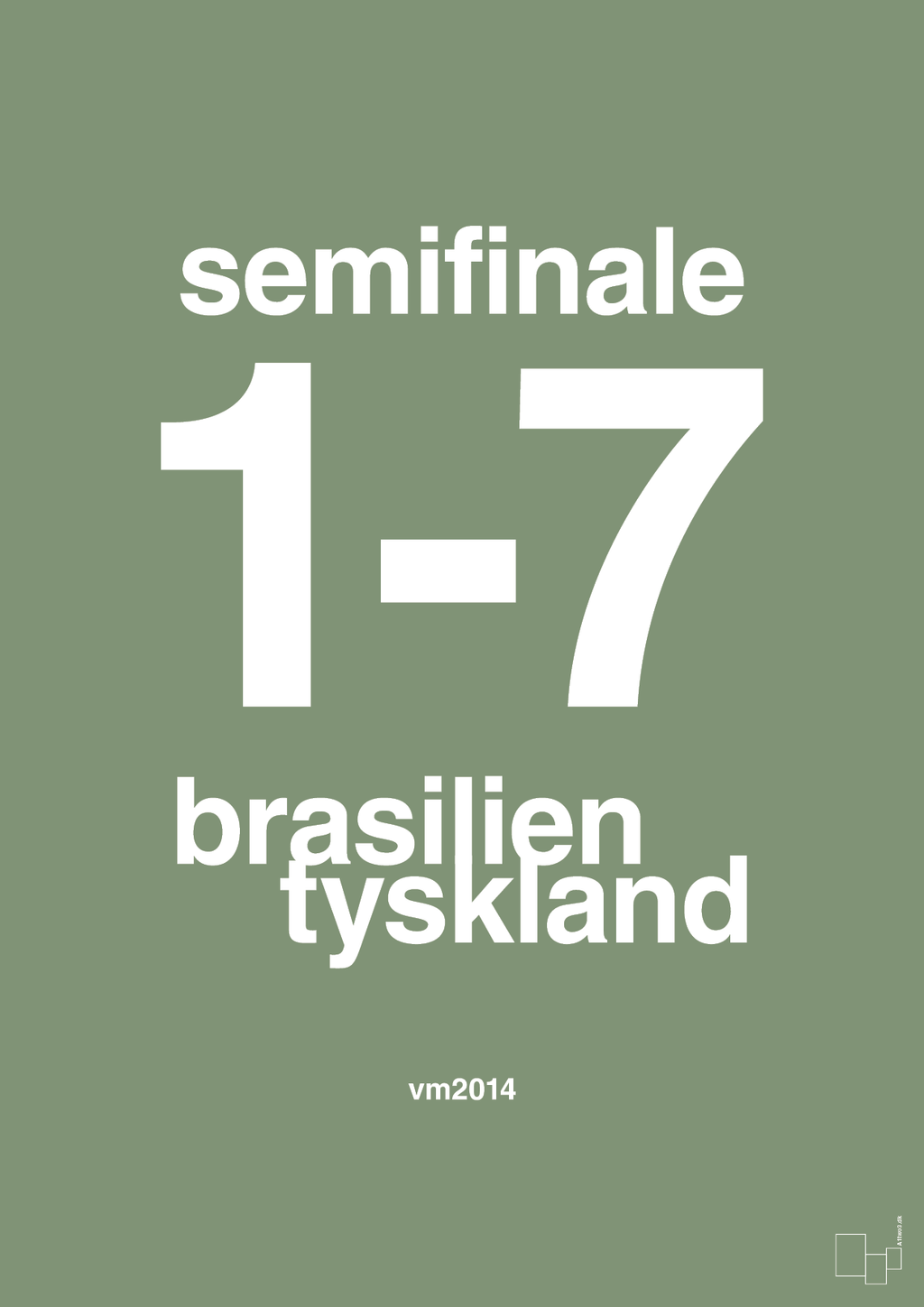plakat: resultat for fodbold vm semifinale B i 2014 - jade-Fodbold-A1two3