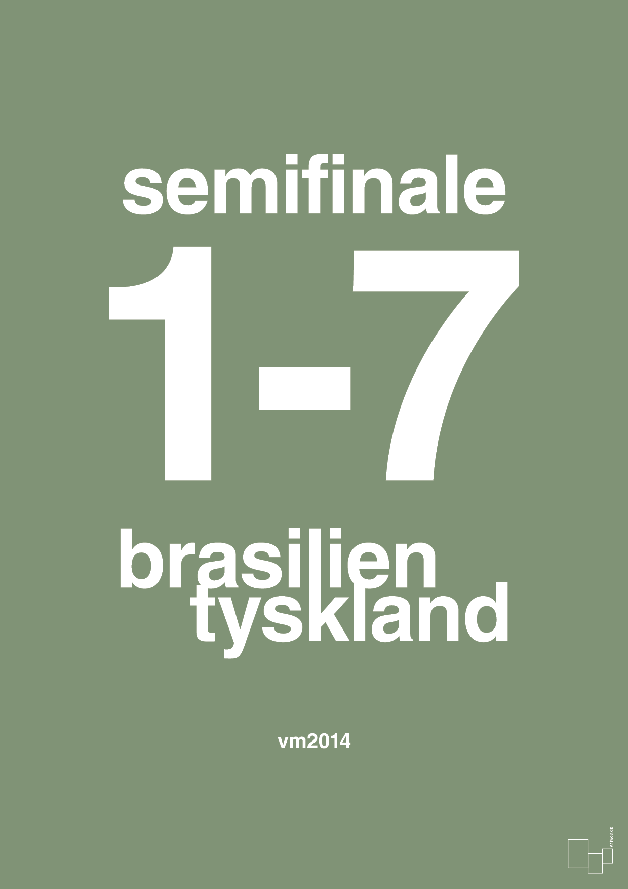 plakat: resultat for fodbold vm semifinale B i 2014 - jade-Fodbold-A1two3