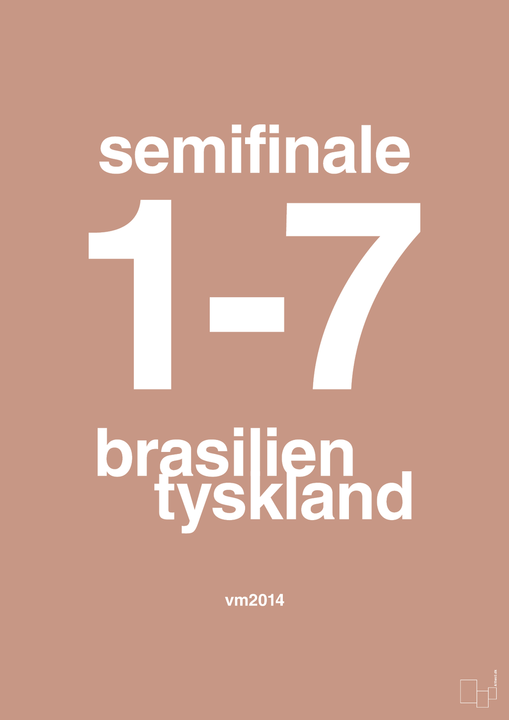 plakat: resultat for fodbold vm semifinale B i 2014 - powder-Fodbold-A1two3