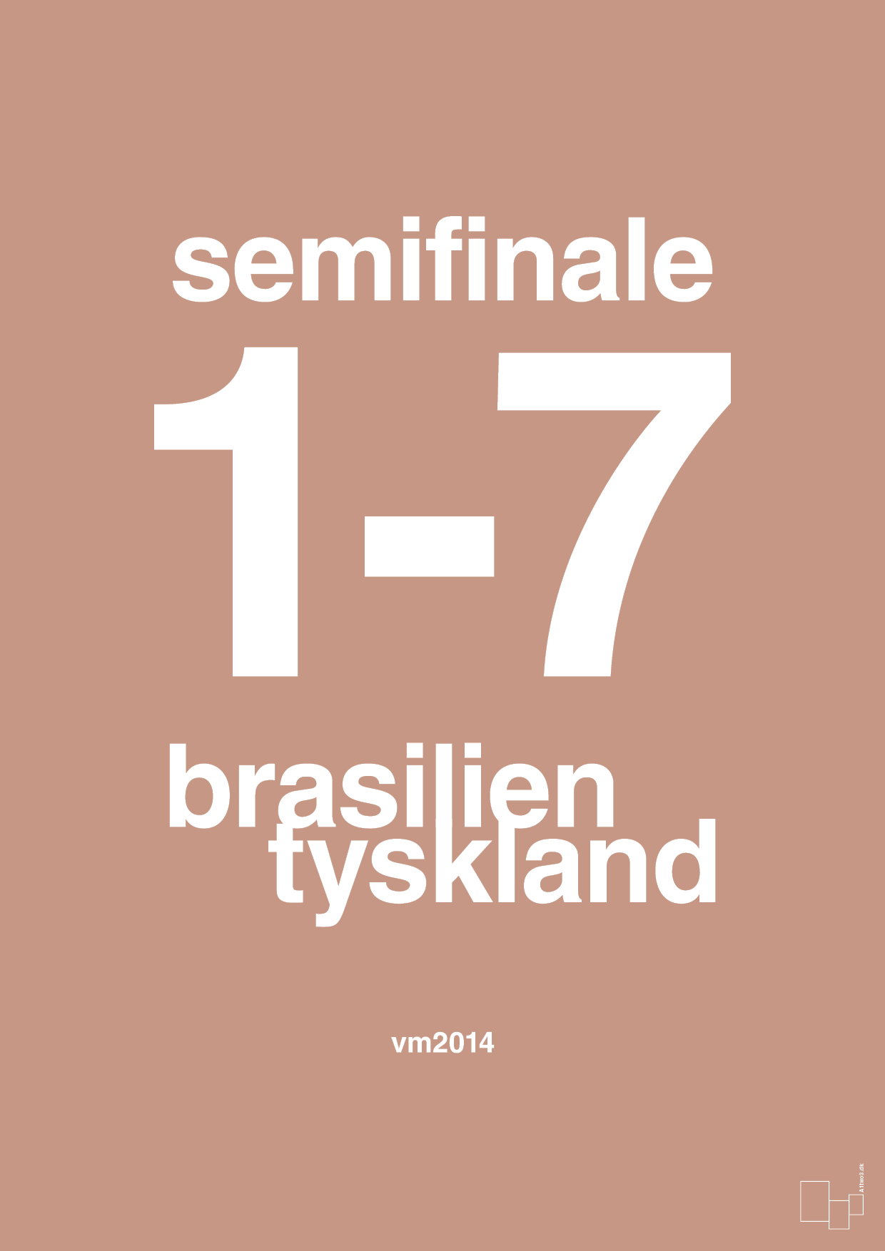 plakat: resultat for fodbold vm semifinale B i 2014 - powder-Fodbold-A1two3