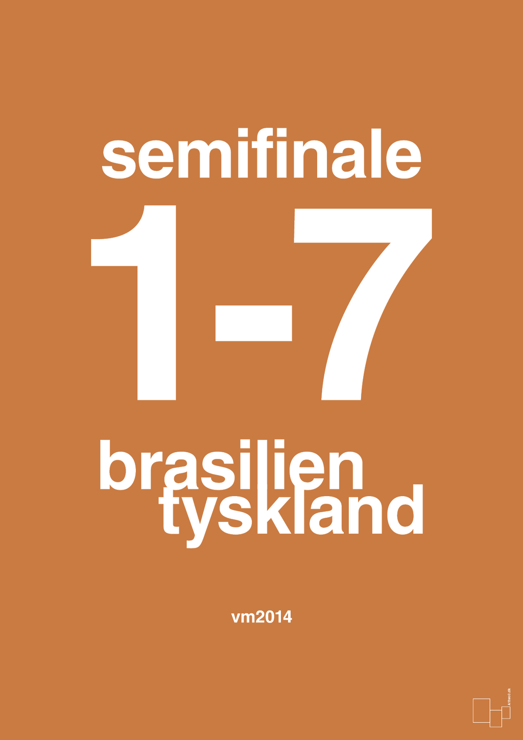 plakat: resultat for fodbold vm semifinale B i 2014 - rumba orange-Fodbold-A1two3