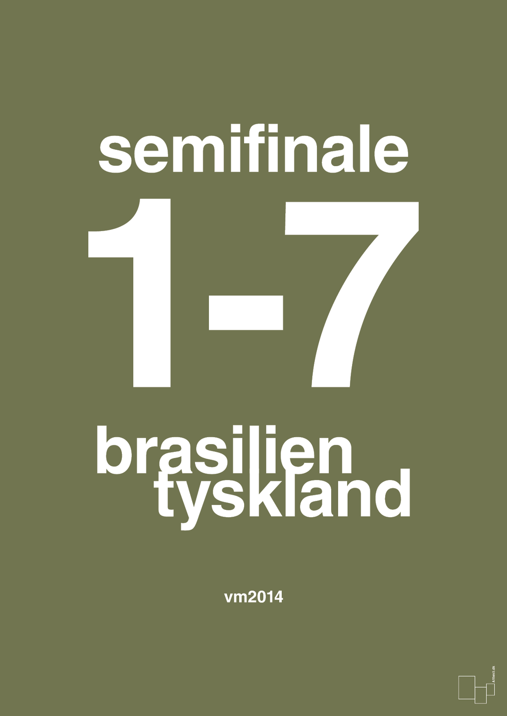 plakat: resultat for fodbold vm semifinale B i 2014 - secret meadow-Fodbold-A1two3