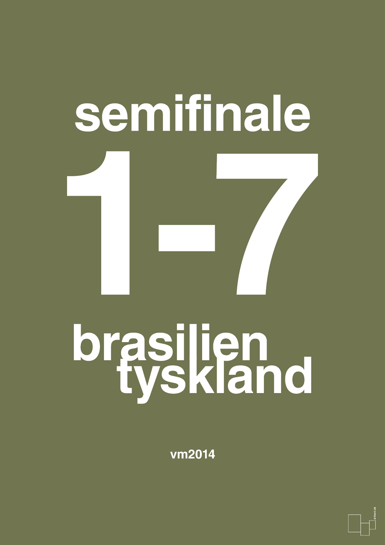 plakat: resultat for fodbold vm semifinale B i 2014 - secret meadow-Fodbold-A1two3