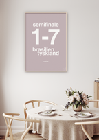 plakat: resultat for fodbold vm semifinale B i 2014 - graphic charcoal-Fodbold-A1two3