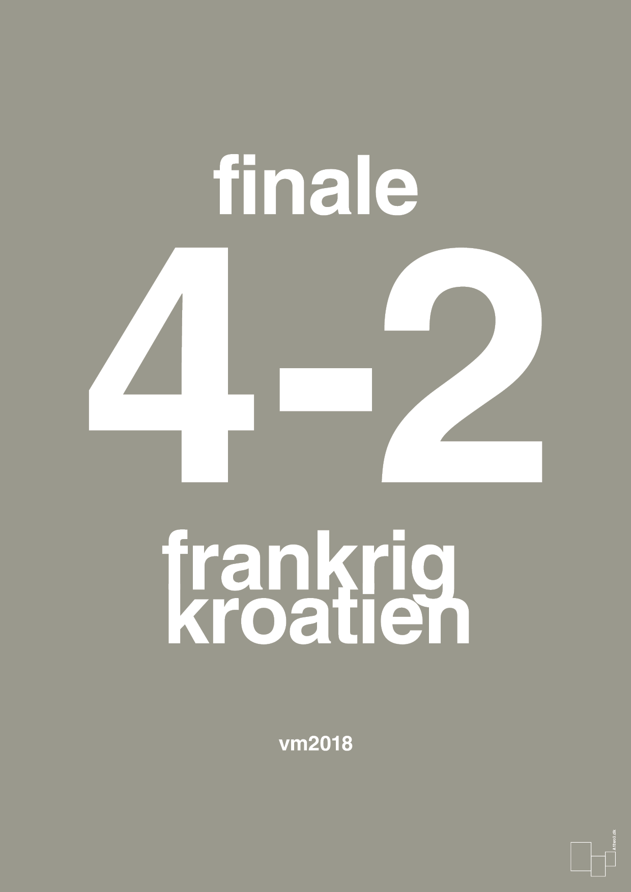 plakat: resultat for fodbold vm finalen i 2018 - battleship gray-Fodbold-A1two3