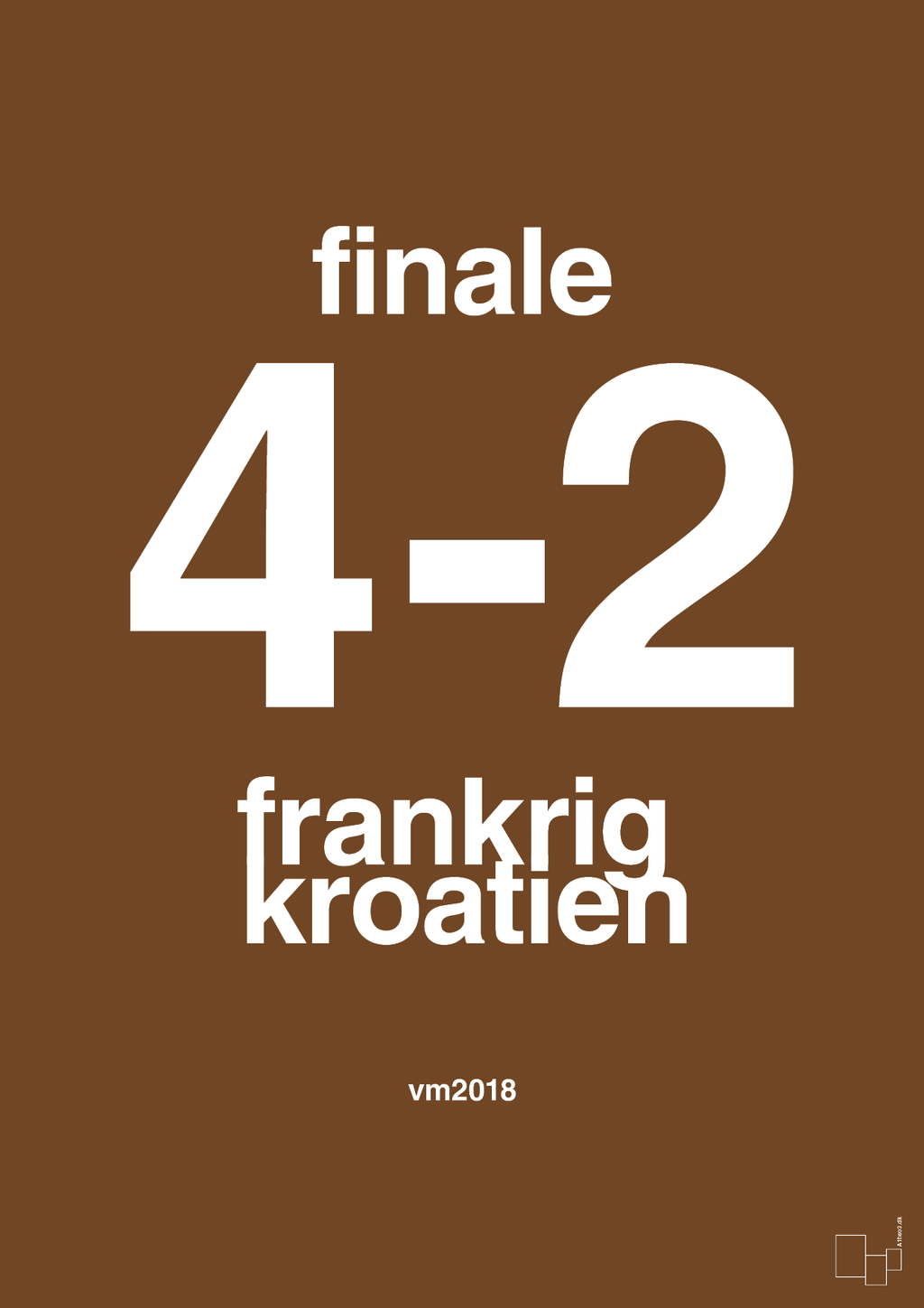 plakat: resultat for fodbold vm finalen i 2018 - dark brown-Fodbold-A1two3