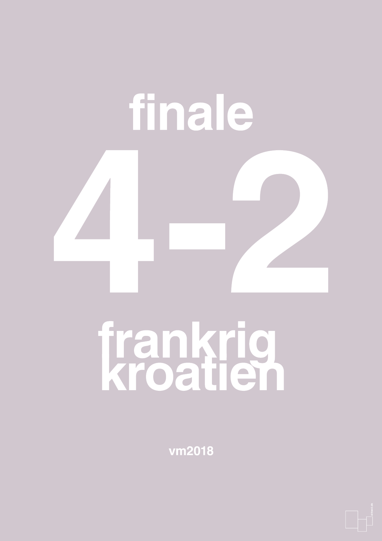 plakat: resultat for fodbold vm finalen i 2018 - dusty lilac-Fodbold-A1two3